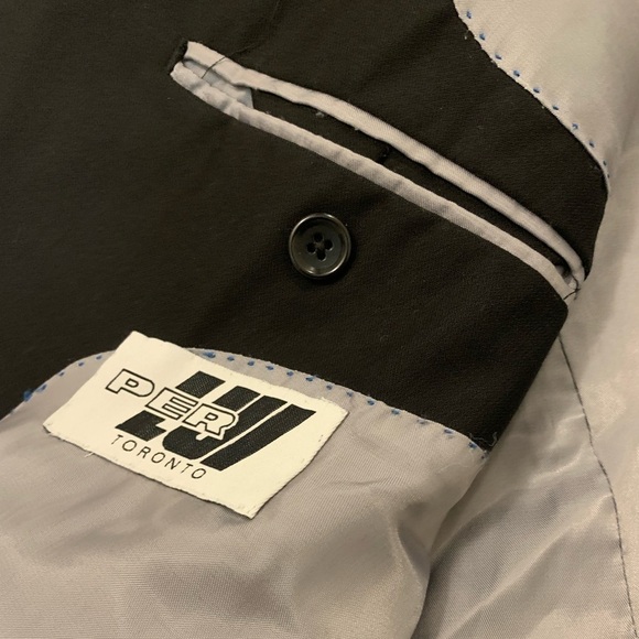 Per Lui mens 42R wool black slim fit suit blazer and pants - Picture 7 of 9